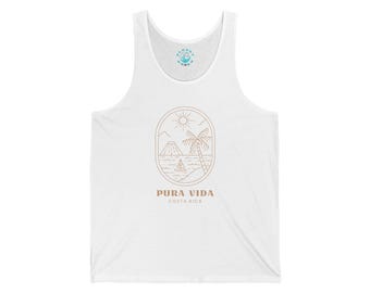 Pura Vida | Costa Rica | Beach | Paradise | Resort Wear | Apparel Clothes | Shirt | Unisex Jersey Tank