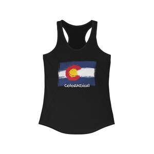 Colorado Pride Women&#39;s Ideal Racerback Tank - Coloradical Souvenir Apparel, Centennial State Sleeveless Shirt, CO Gift for Her, Mountains
