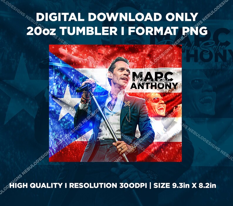 Marc Anthony Tumbler Wrap / King of Salsa Puerto Rico Tumbler, 20oz