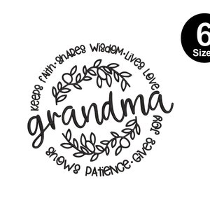 Grandma Embroidery Files, Mothers Day Design, Digital Machine Embroidery, Floral Heart, Instant Download, Digital Dst Pes File, Nana Gifts