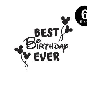 Retro beste Geburtstag überhaupt Mickey Luftballons Stickmuster, Instant Download, 6 Größen