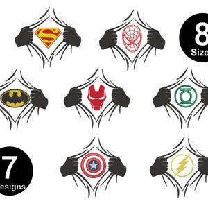 Super Hero Embroidery, Superhero with Cap, Spiderman Embroidery, Superhero Embroidery, T-Shirt Character Design,7 Individual Design, 8 Sizes