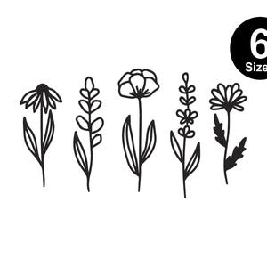Wildflowers Stem Machine Embroidery Design, Floral Botanical Mini Wildflower Pattern Instant Download Zip - 6 sizes
