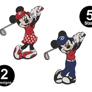 Minnie Mouse Golfing, Golf Machine Embroidery Design, 5 Sizes Instant Downoad