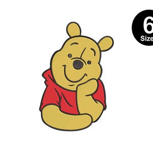 Winnie the Pooh Embroidery Design Bear Pooh Embroidery Design Digital File Computer Format's, 6 sizes