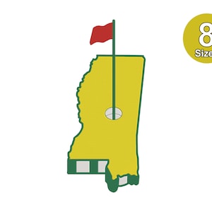 Projekt haftu Mississippi Golf Machine. 8 rozmiarów. Projekt haftu sportowego