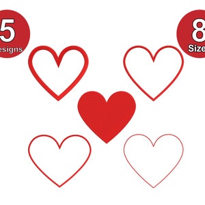 Mini Heart Outline Embroidery Designs, 8 Sizes, Outline Heart Machine Embroidery Design, Heart Tatami Stitch, Heart Valentine