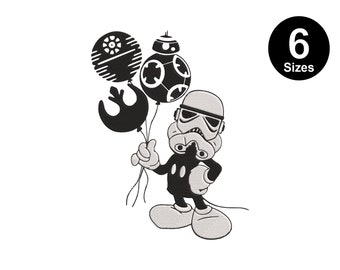 Star Wars Mickey Mouse Embroidery Design: Stormtrooper Balloons (6 Sizes) (Digital Download)