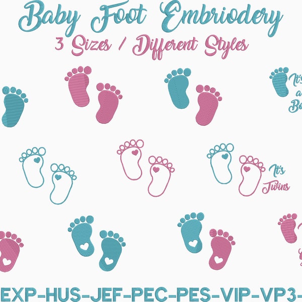 Baby Feet Applique Embroidery Design. Machine Embroidery Designs. Baby boy Footprint Embroidery Design. Newborn girl Embroidery Design