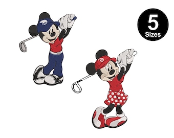 Minnie Mouse, golf, motif de broderie Machine de golf, téléchargement instantané 5 tailles