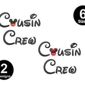 Cousin Crew Mickey And Minnie Mouse embroidery Digital File, Instant Download, 6 Sizes