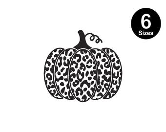 Fall Leopard Pumpkin Embroidery Design, Autumn Embroidery Files 6 sizes - INSTANT DOWNLOAD