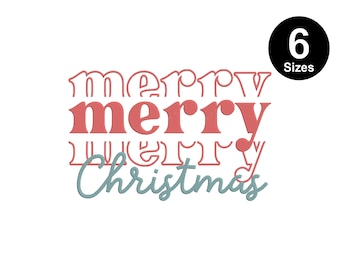 Può includere: Design di ricamo "Buon Natale" in rosso e bianco con una nota musicale nel testo "Buon".