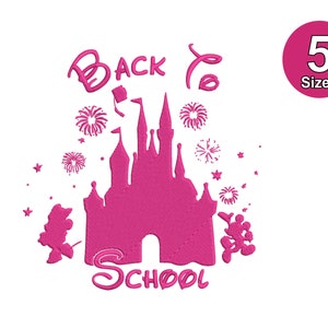 Back to School lustige Mickey Castle Stickdatei, glücklichster Ort der Welt, Stickmaschine, 5 Größen