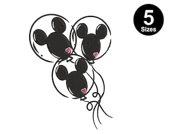 Mickey Mouse Balloon Embroidery Design: 5 Sizes (Instant Download)