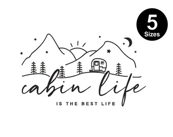 Cabin Life Embroidery Design: Summer Camper Scene (Instant Download)