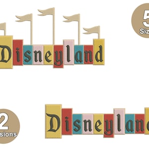 Disneyland a Happiest Place on Earth, Disneyland with flags embroidery files for different sizes