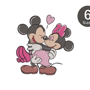 Retro Mouse Valentines Mickey And Minnie Embroidery, Instant Download, 6 Sizes