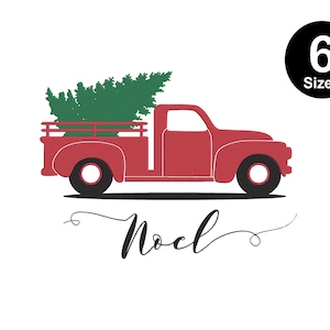 Christmas Truck Embroidery Designs, Vintage Red Car Christmas Machine Embroidery Patterns, Christmas Tree Embroidery File - Digital Download