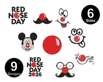 Disegno da ricamo Topolino Naso Rosso, 9 disegni individuali, 6 misure