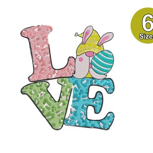 Easter Gnome Embroidery Design, Love Easter Gnome 6 sizes, Instant Download