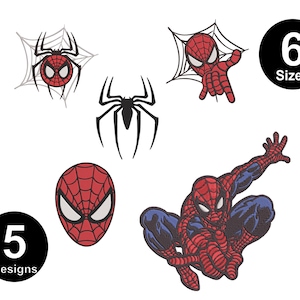 Pacchetto di disegni per ricamo Spiderman, Disegni per ricamo a macchina Spiderman, Disegni per ricamo, File per ricamo, 5 disegni individuali