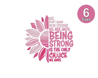 Pink Sunflower Breast Cancer Awareness Embroidery Design, Instant Download, 6 Sizes