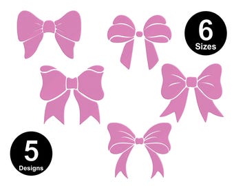 Bow Embroidery Designs: 5 Simple Bows, 6 Sizes (Digital Design Files)