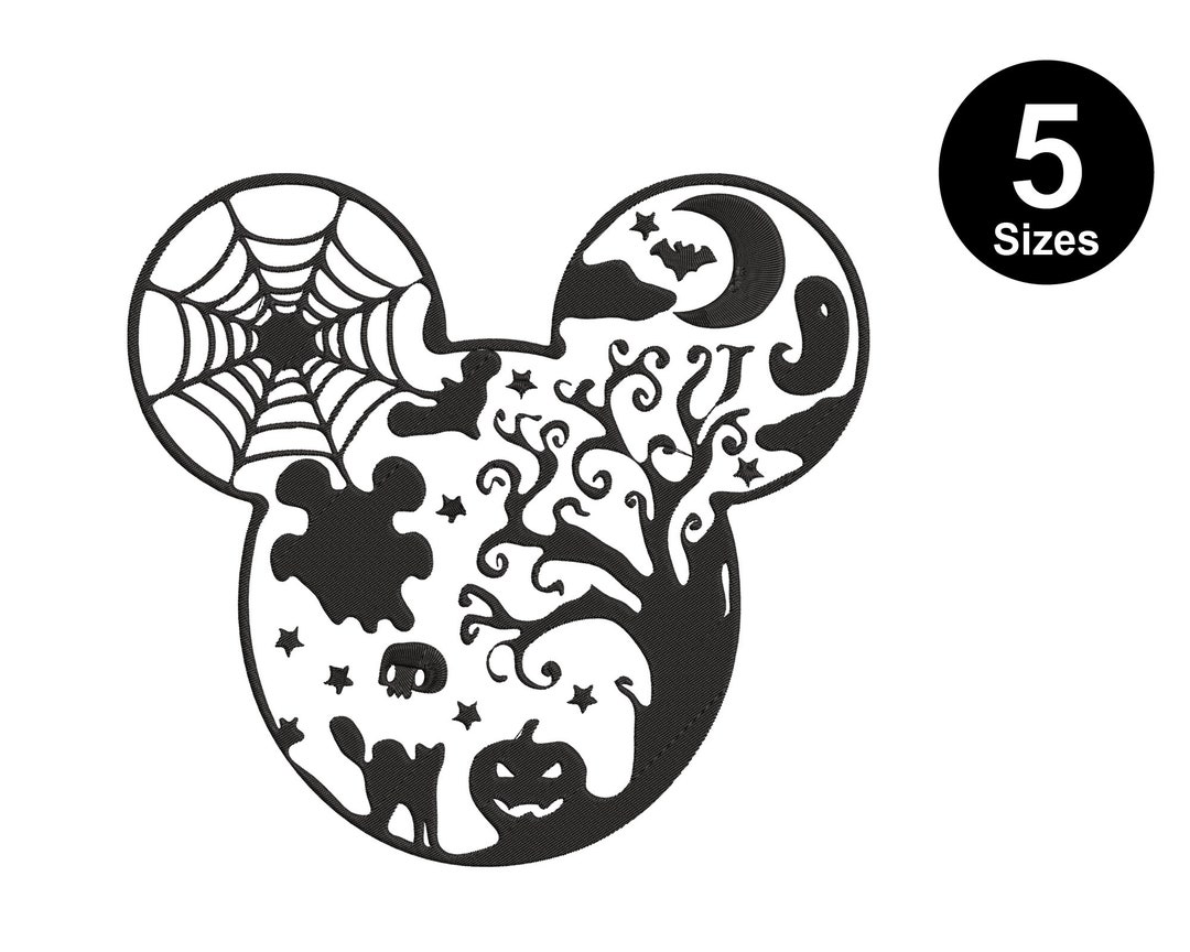 Mickey Mouse Outline Head Halloween Embroidery Spider Web Embroidery mickey-mouse-outline-head-halloween-embroidery-spider-web-embroidery