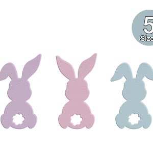 Trio de motifs de broderie lapins : motif lapin de Pâques à la machine (5 tailles) (téléchargement)