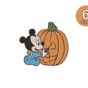 Mickey Mouse Halloween Pumpkin Embroidery Design (6 Sizes) (Digital Download)