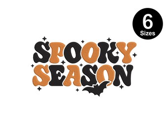 Borduurontwerp Spooky Seasons, Halloween-borduurbestand, 6 maten, Instant Download