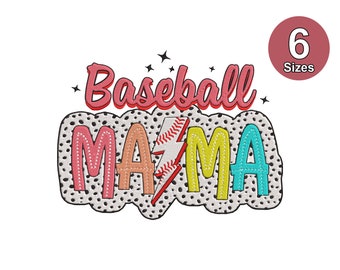 Baseball Mama Embroidery Design: 5 Sizes, Multi-Format (Digital Download)
