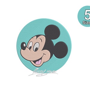 Mickey Mouse Face Embroidery Design: 5 Sizes (Instant Download)