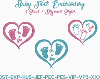 Baby Feet Heart Applique Embroidery Design (Digital Download)