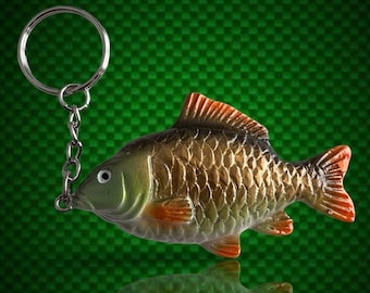 Common Carp keyring. (Brown/Bronze).Carp Fishing Key Ring.
