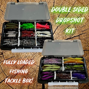 Dropshot Fishing Tackle Box: Double Sided Lure Kit (111-Piece)