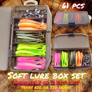 61-Piece Soft Fishing Lure Set: Jig Heads, Swivels & Organizer