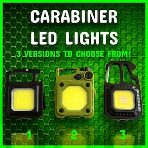Carabiner Handy Lights.Fishing Light - Camping Light - Bottle opener Screwdriver- 3 Versions Available.Perfect Gift or Stocking filler.