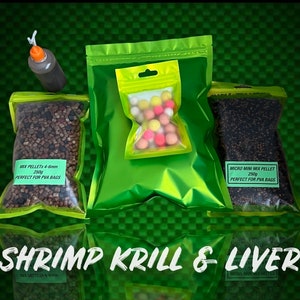 Paquete de cebos para pesca de carpas. Conjunto de pellets y botes para pesca de carpas. Regalo para pescadores de carpas. Set de regalo de cebos para pesca de carpas.