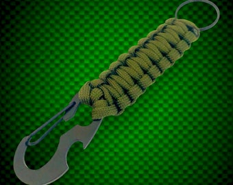 Paracord Carabiner/Keyring & Bottle opener. gift for him. camping gift. fishing gift. hiking gift.Survival. Army gift.