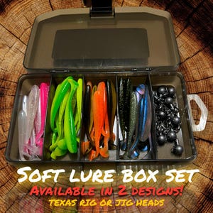 61 piece Lure fishing Set .Fishing Lure fishing Gift. Soft artificial lures for jigging for predater fish.Jig heads.Complete In organizer.