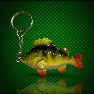 Barsch Schlüsselanhänger. Barsch angeln Schlüsselanhänger. Angelgeschenke Angeln Schlüsselanhänger. Raubfischangeln. Köder Angler Geschenk. (KOSTENLOS UK PORTO)