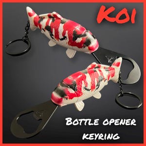 Koi Fish Bottle Opener Keyring – Fishing Gift for Men – Japanese Koi Keychain – Novelty Gift for Him – Fisherman Keyring – Stocking Filler