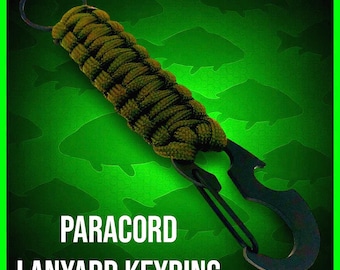 Paracord karabijnhaak sleutelhanger met flesopener - legergroen survivalkoord - kamperen. Sleutelhanger wandelen-vissen-survival