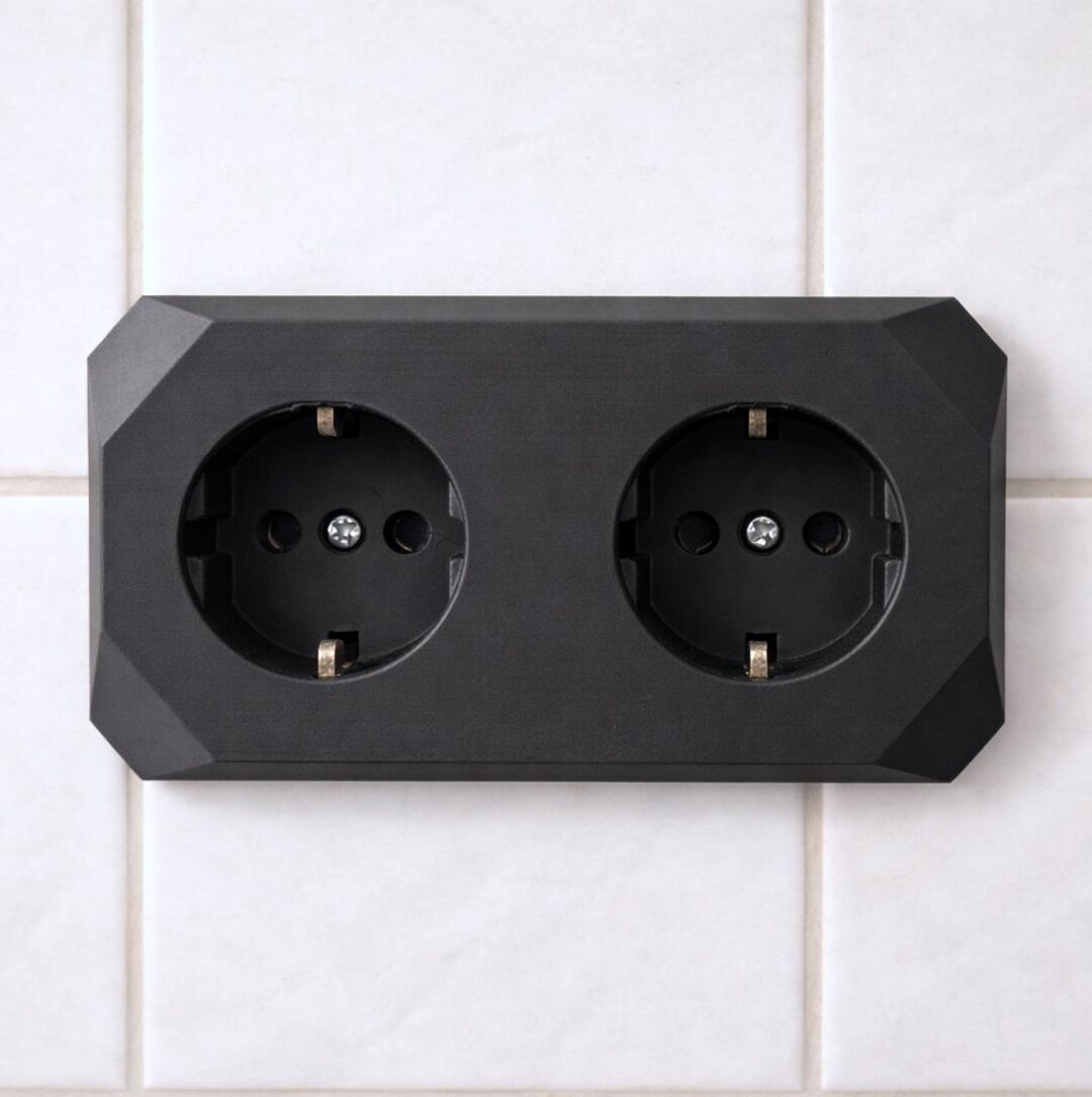Double Socket Cover, Exclusive Design | 3D Printed | Modern & Angular ...