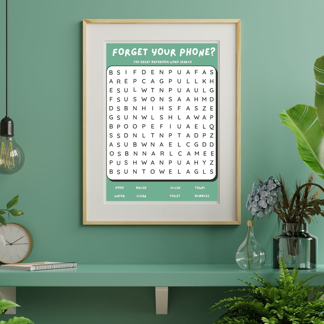 Bathroom Word Search Print. This is a Printable Wall Art and Great Home ...