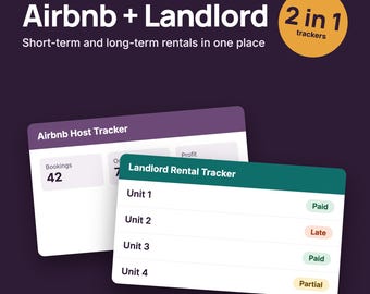 Airbnb + Landlord Spreadsheet Bundle for Excel & Google Sheets, Short and Long Term Rental Tracker