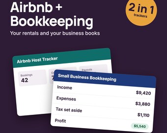Airbnb Bookkeeping Spreadsheet Bundle for Excel & Google Sheets, Short Term Rental Profit and Loss