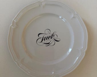 Geüpcycled dinerbord 'FUCK'